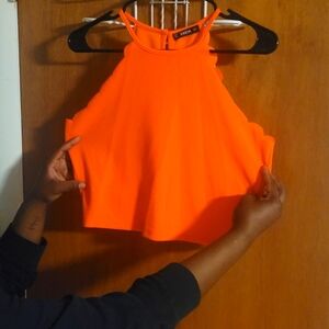 Shein Womens crop scallop detail top NWOT